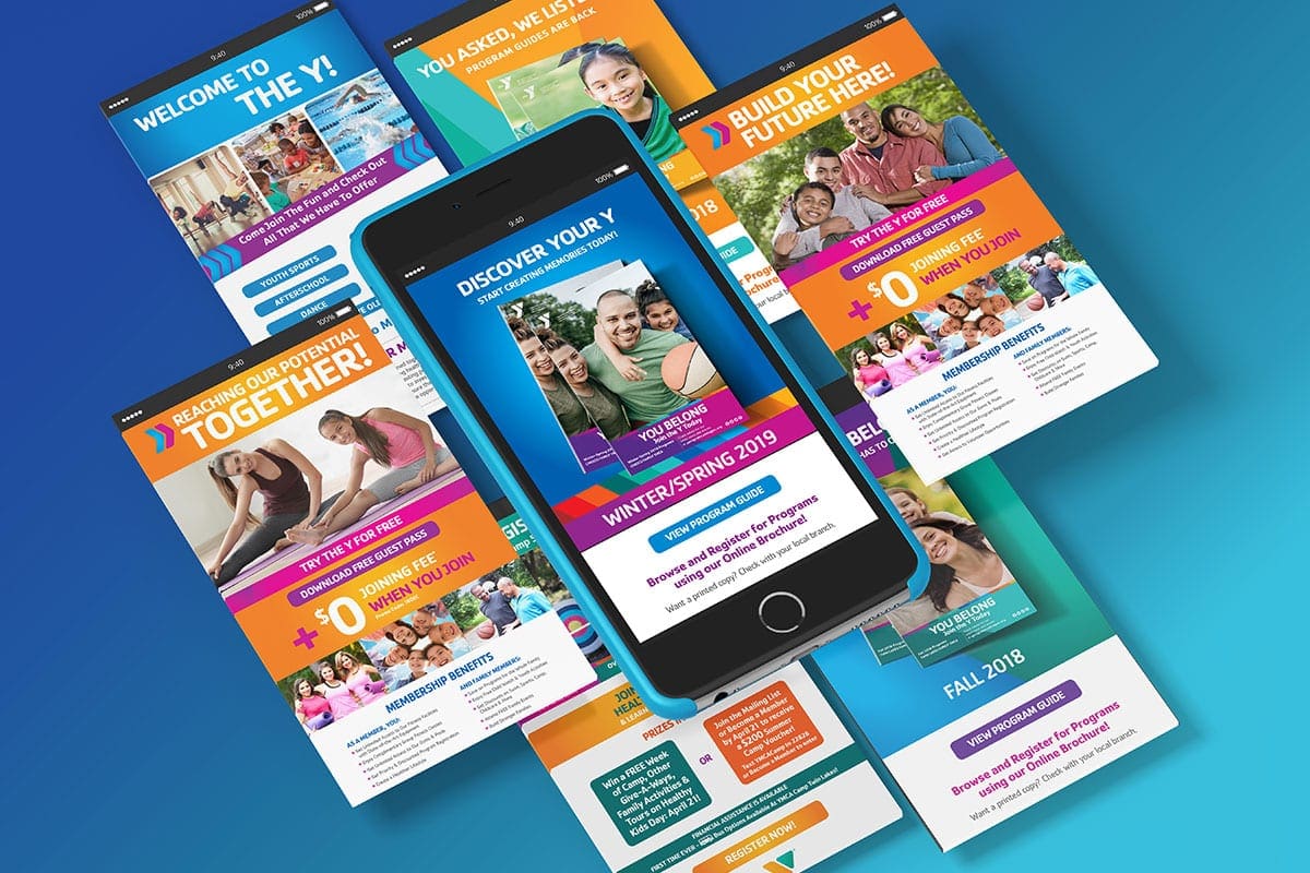Greater Williamson County YMCA campaign work across print and mobile formats