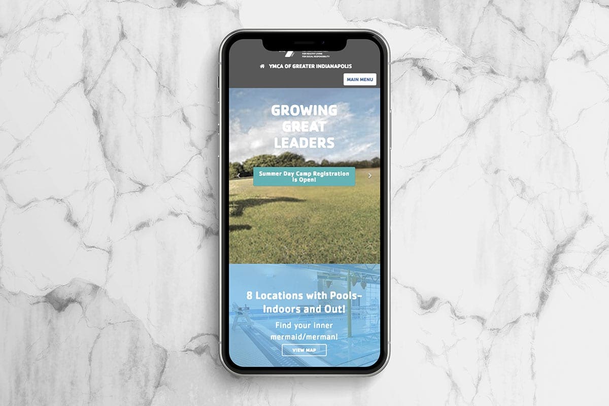 Mobile view of the YMCA of Greater Indianapolis website